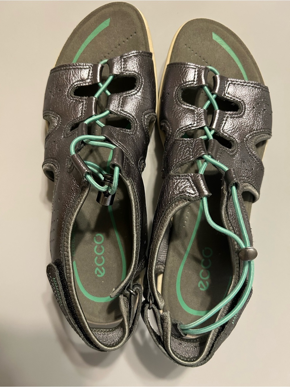Ecco Black Flats with Teal Lacing